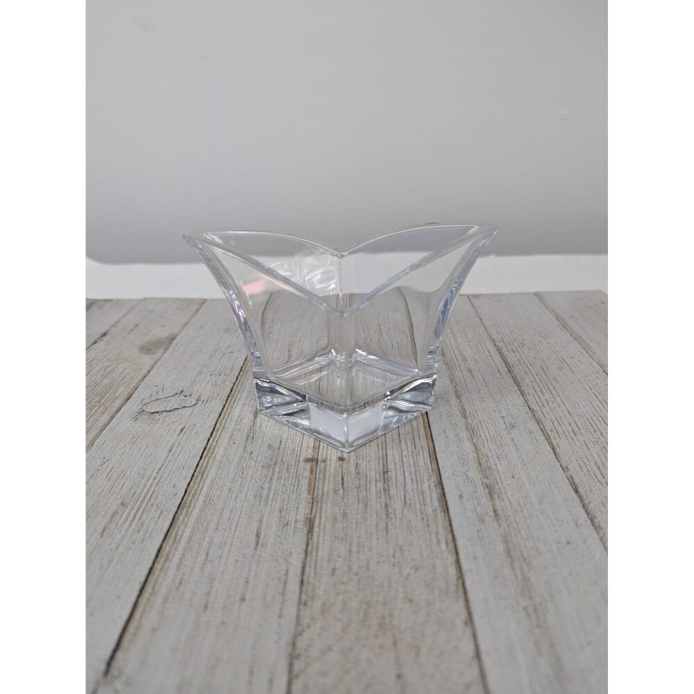 Vintage Mikasa Crystal City Scape Cityscape Clear Glass Votive Candle Holder